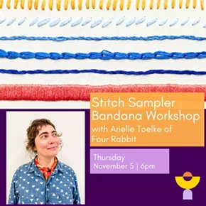 Image: Nature & Sustainability Club: Stitch Sampler Bandana Workshop with Arielle Toelke