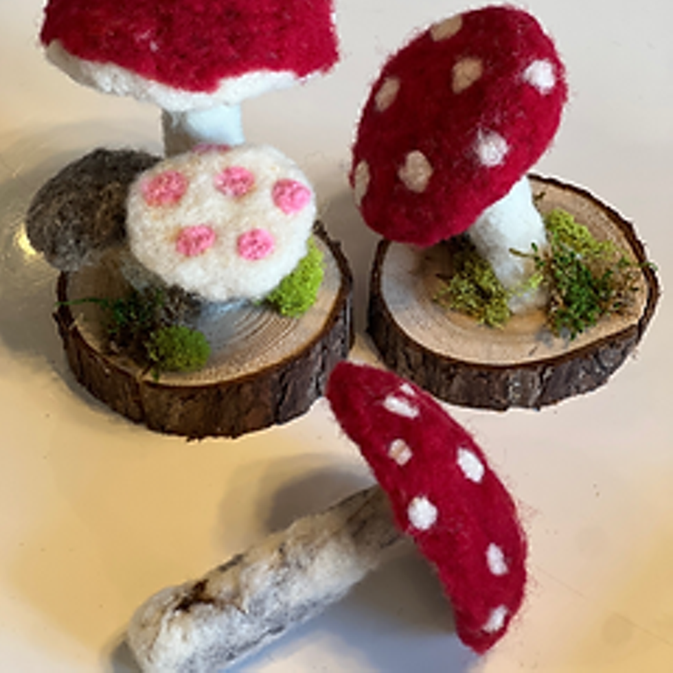 Needle felted mushrooms