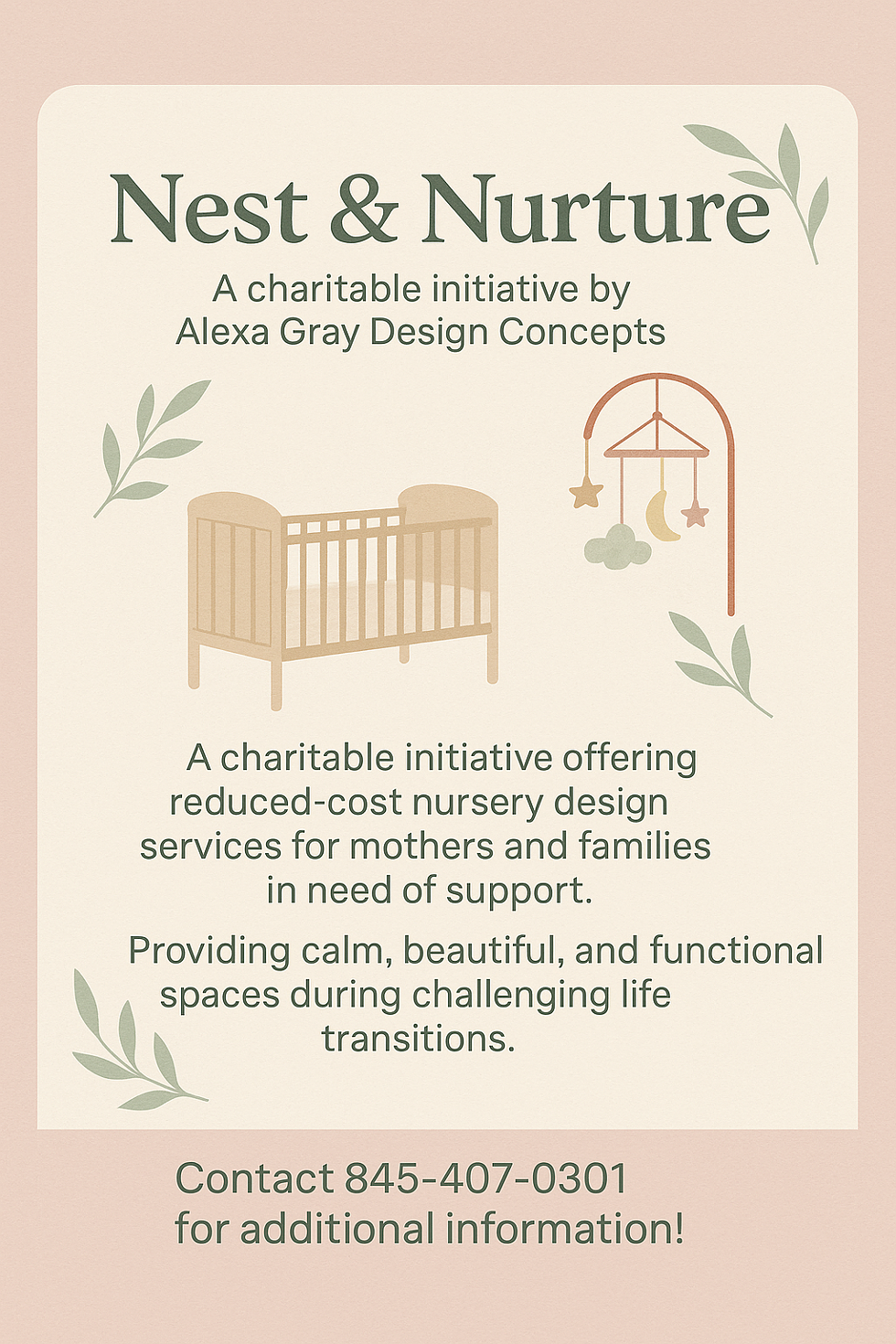 Nest & Nurture: Giving Every Baby a Beautiful Start.  Call or text: (845-407-0301)