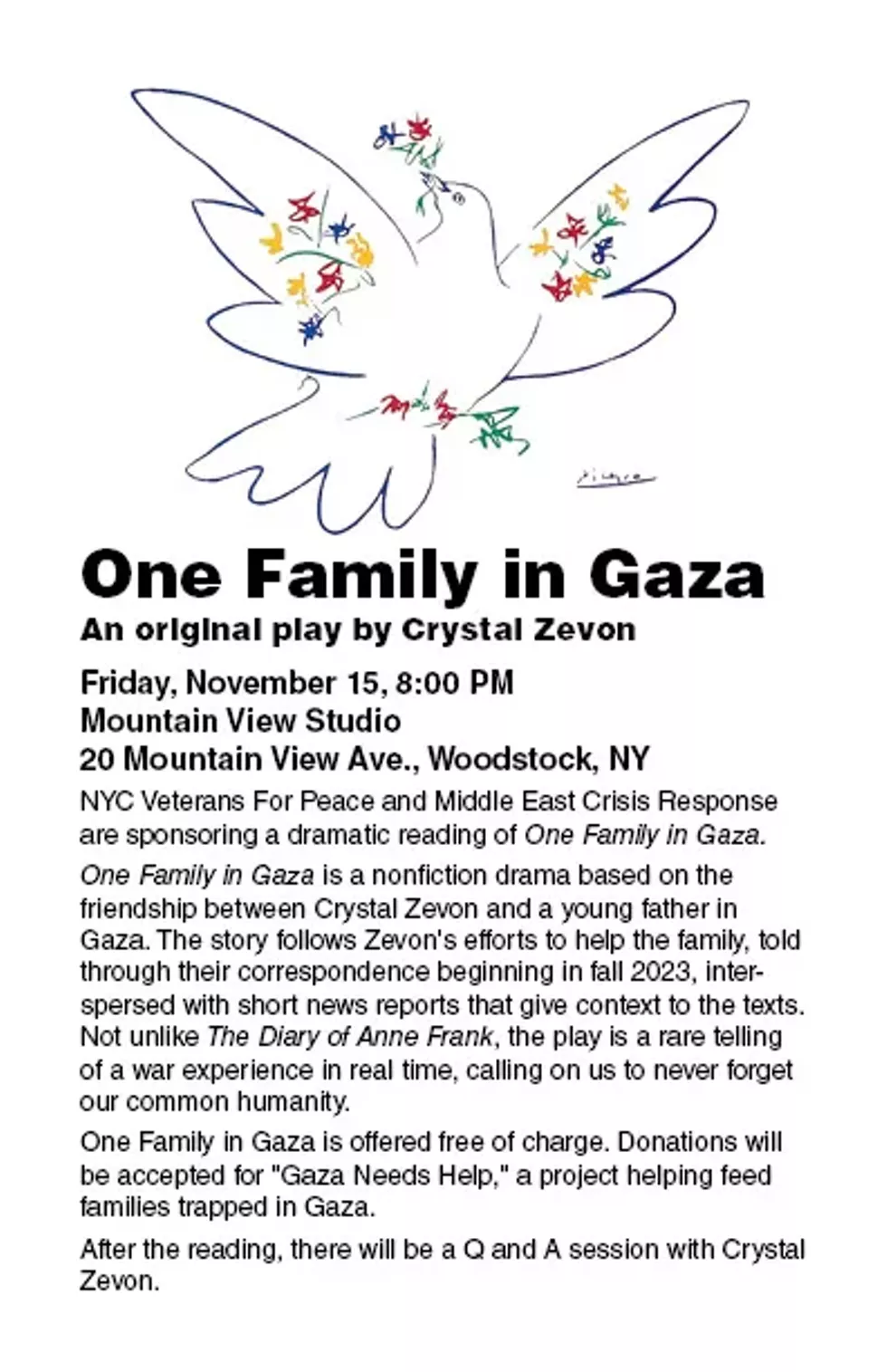 One Family in Gaza, Friday November 15, 8:00 PM