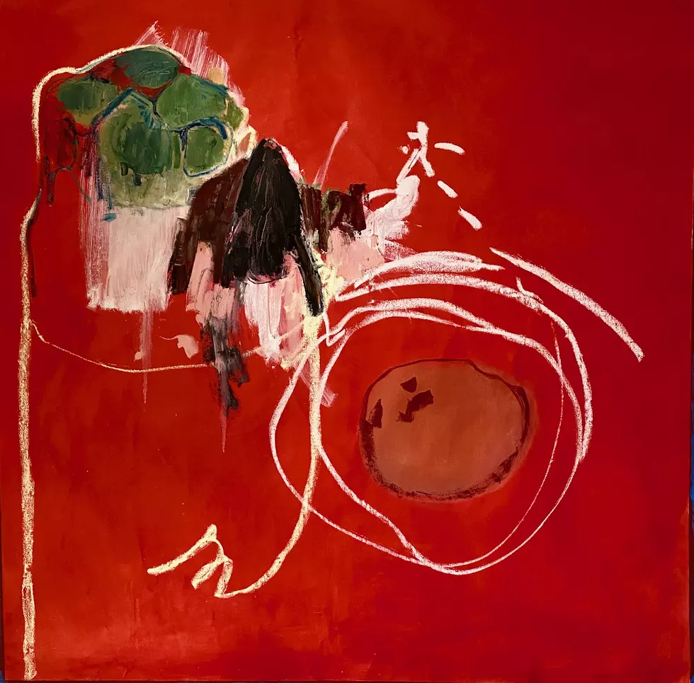 Susan Lisbin, "Line Travel" (2023), Oil on canvas, 50 x 50 inches