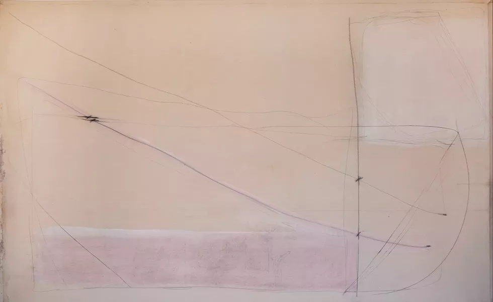 Holding It Up, 1980, by Peggy Anderson, 63 x 102.5 inches, Gesso and Acrylic