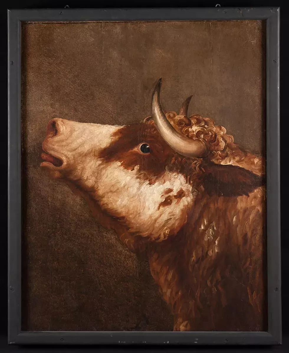 Frederic Edwin Church, Thomas Cole, Bulls Head Tavern Sign, c. 1845, oil on canvas originally mounted on panel, H: 38 x W: 30 x D: 4.13 in., Fenimore Art Museum, Cooperstown, New York. Museum Purchase. N0188.1957