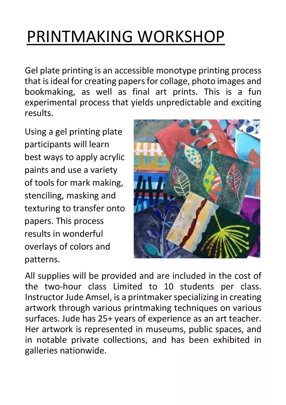 Printmaking Workshop at Chestnut Hill Farm