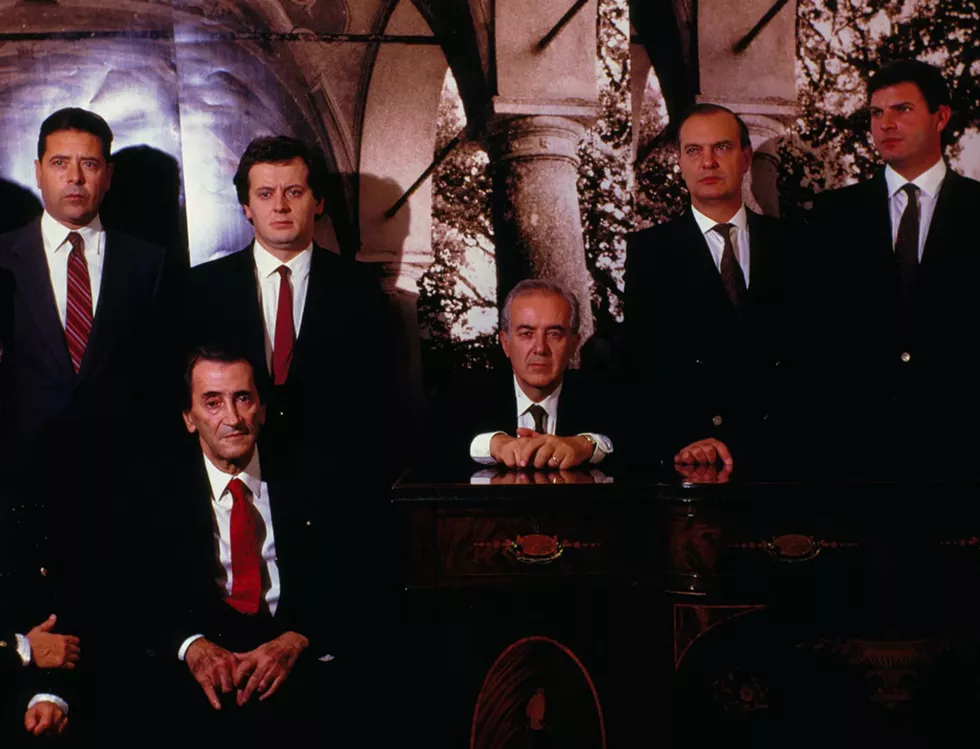 Clegg and Guttman, The Financiers, 1986, Cibachrome print laminated to plexi, 75 x 86&rdquo;