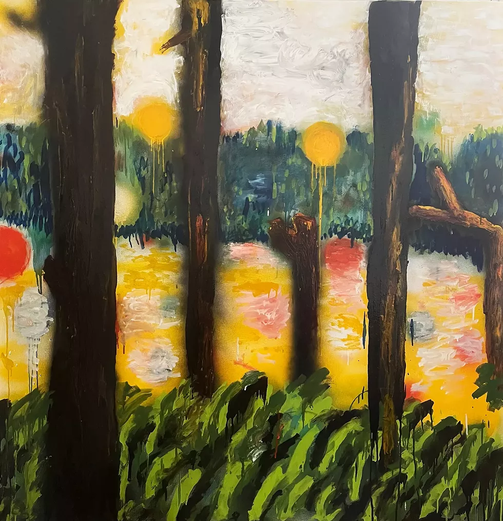 Sara Farrell Okamura, Watching, 2025, oil on canvas, 66 x 64 inches