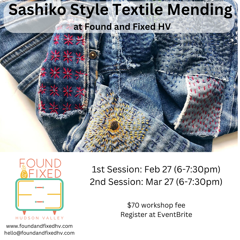 Sashiko style textile mending