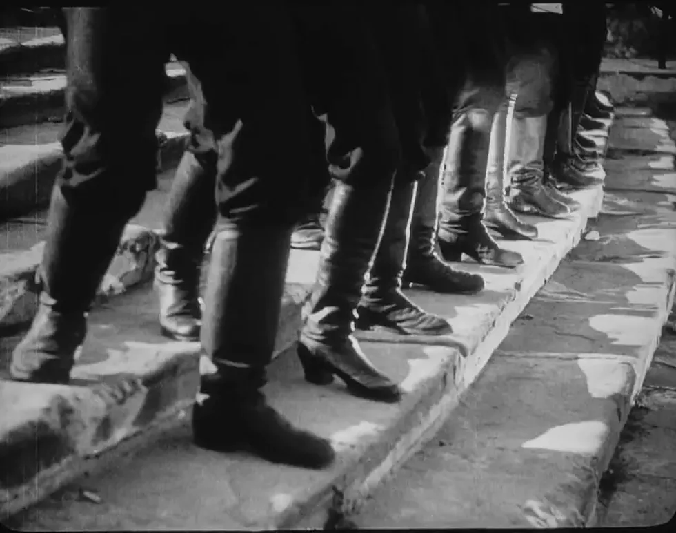 White Russian cavalry arrives to crush the rebellion on the sandstone Odessa Steps, the most famous and most quoted film sequence in cinema history is born in Eisenstein's Silent Masterpiece 'Battleship Potemkin