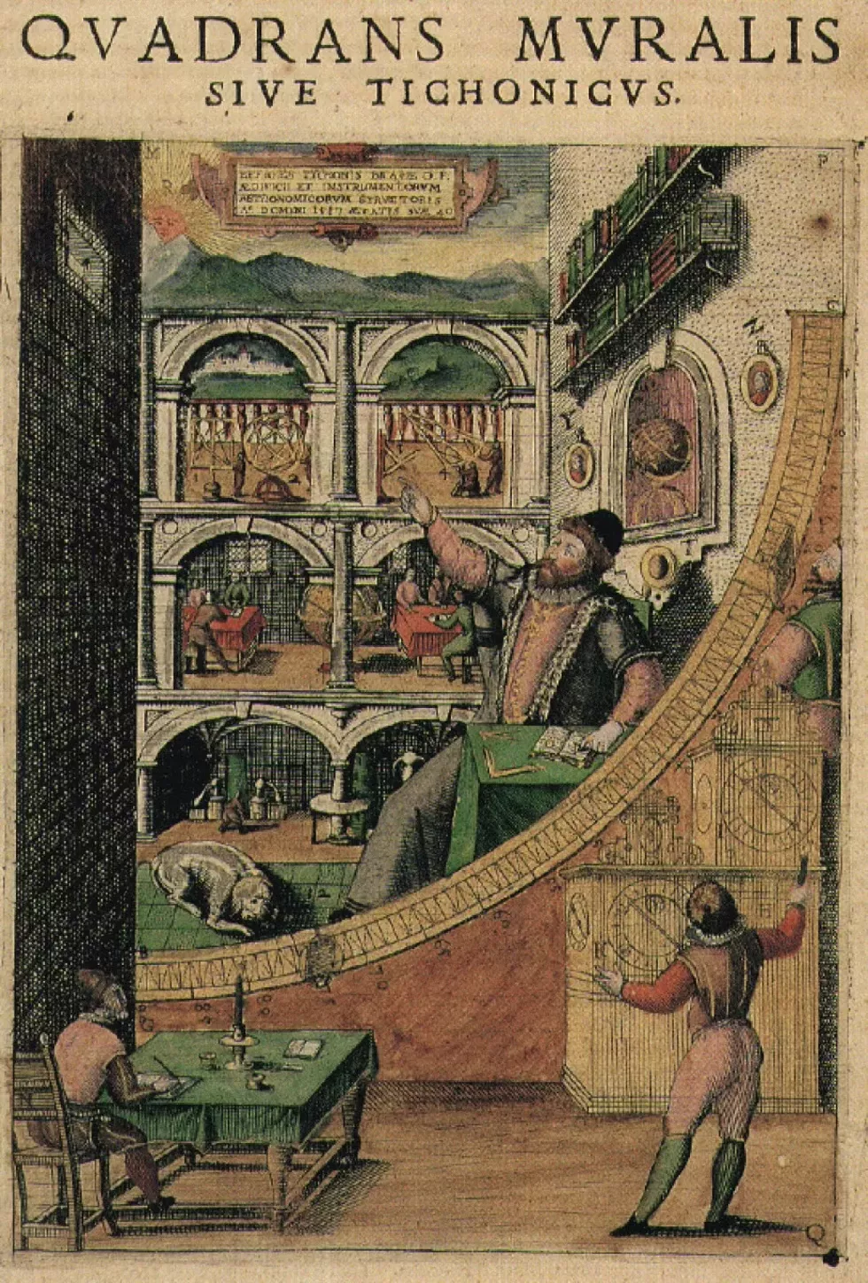 1598 tinted engraving from Tycho's "Astronomiae instaurata mechanica".