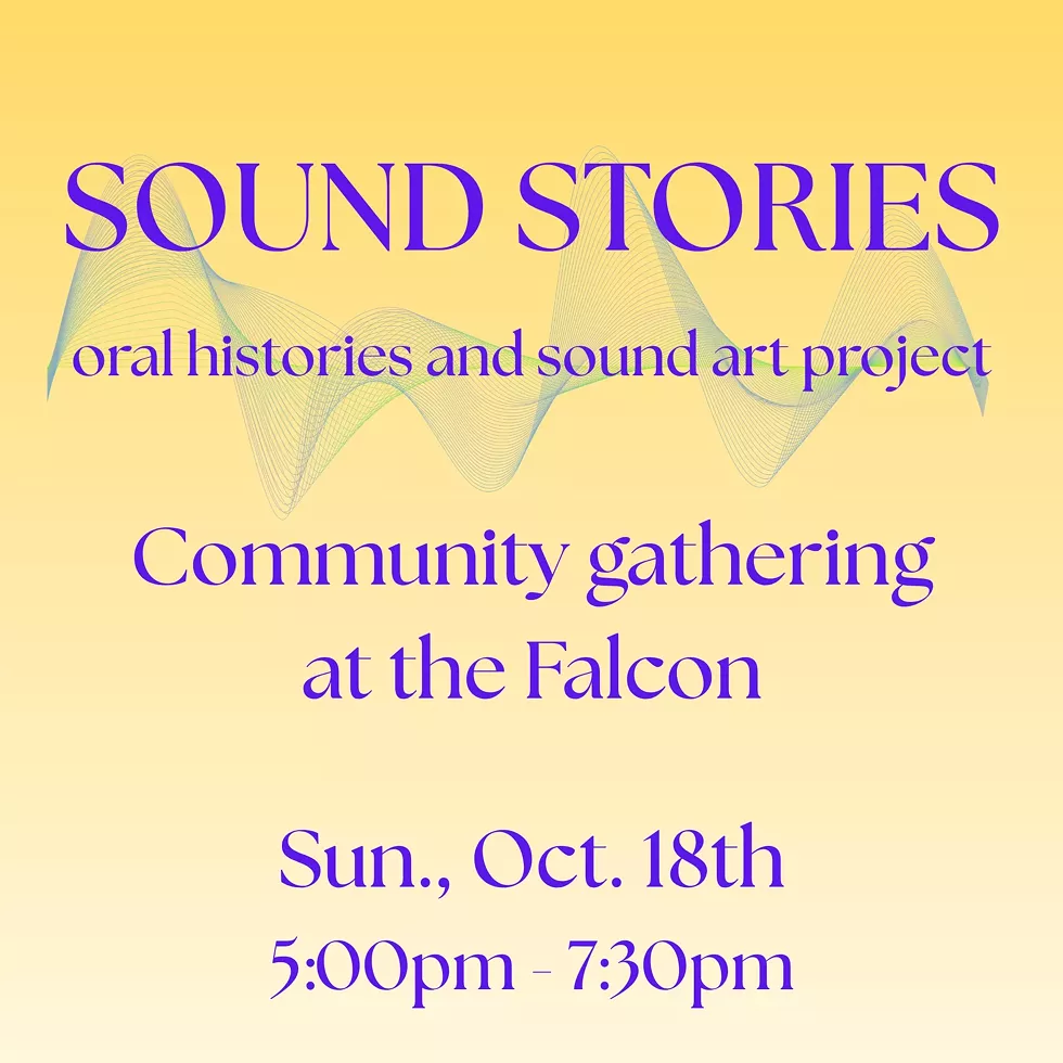 Community gathering at the Falcon for oral histories project
