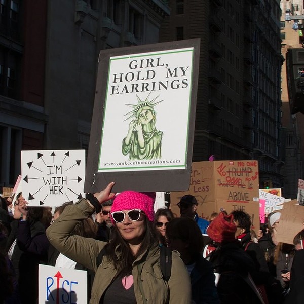 Girl Hold My Earrings, Women's March NYC