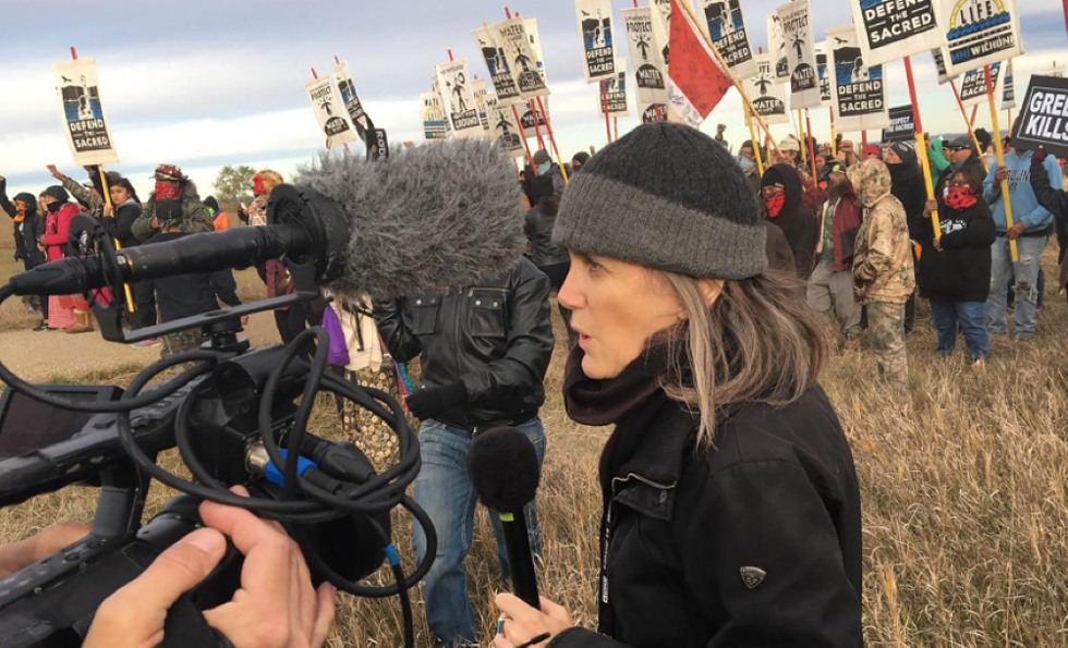 Amy Goodman in the field.