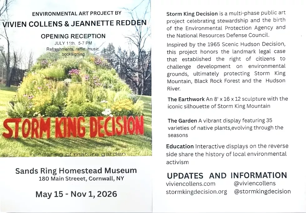 Storm King Decision opening reception, July 11, 5-7 pm at Sands Ring Homestead Museum, 180 Main Street, Cornwall, NY