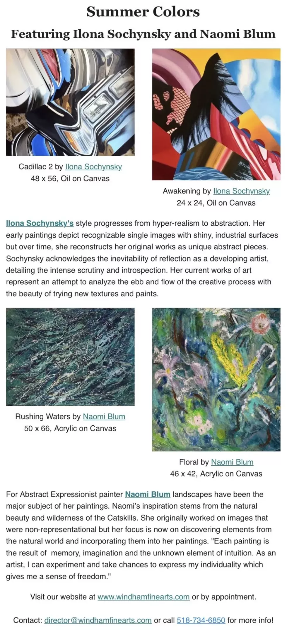 Summer Colors: featuring Ilona Sochynsky & Naomi Blum