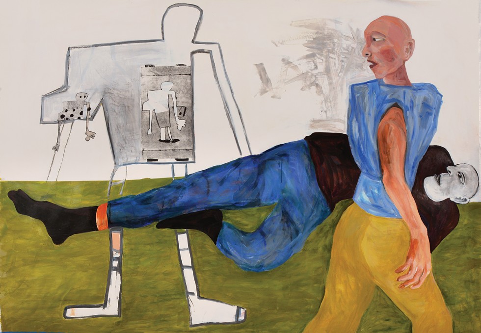 Tatana Kellner, Involuntary Exit, 2023, acrylic on paper, 50" x 72"