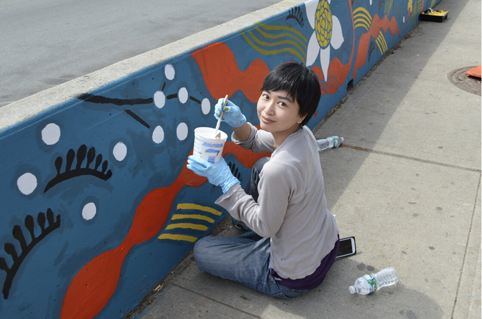 Teaching artist Mayuko Fujino.
