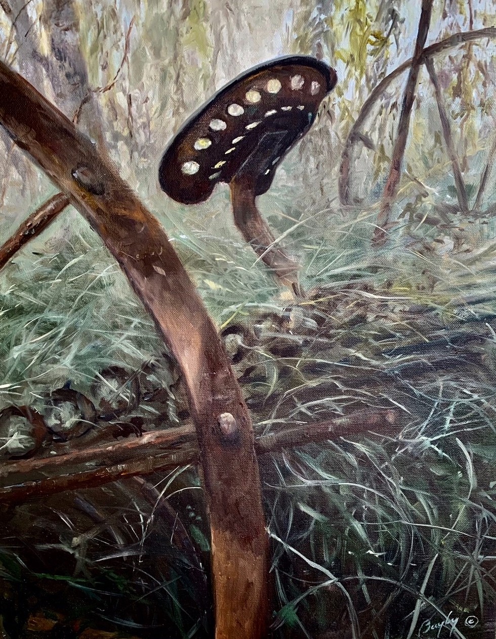Abandoned Hay Rake, oil on canvas