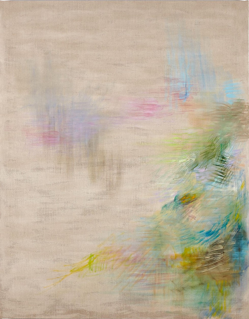 "Basement Painting No. 2," Russell Steinert, oil on PVA ground with white pigment on linen, 70 x 55 inches