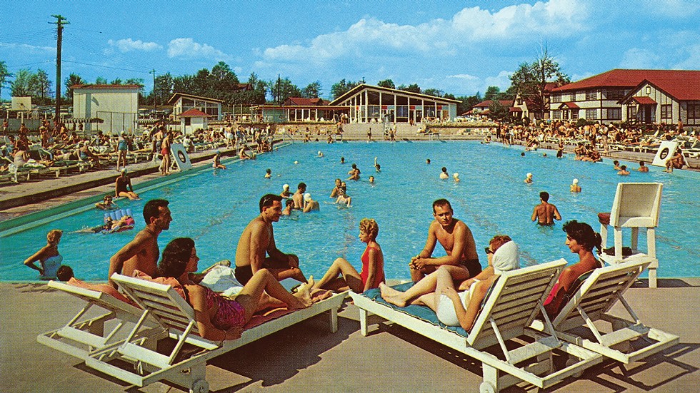 A postcard of the olympic pool at Laurels Hotel and Country Club on Sackett Lake in Monticello circa 1960. The Borscht Belt Festival will be held this month, kicking off a fundraising campaign for the Borscht Belt Museum, which is slated to open in 2025.