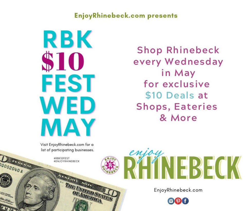 Shop Rhinebeck every Wed in May for $10 Deals-Support Locally Owned Businesses