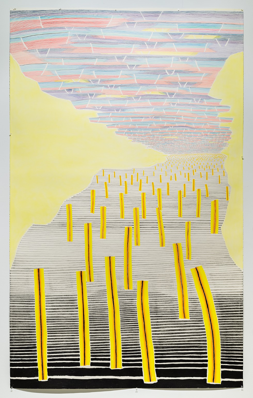 Kathranne Knight, Above/Below, 2014, color pencil on paper, 90 x 55 inches