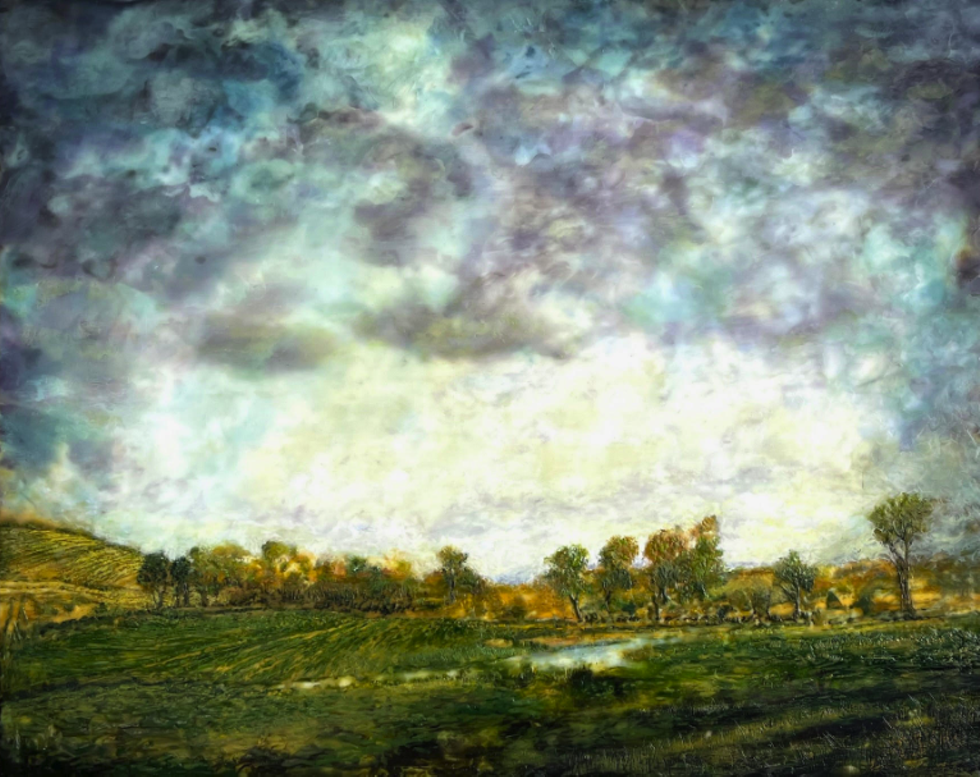 Leigh Palmer, October, 2024  encaustic on canvas on board, 16 x 20 inches