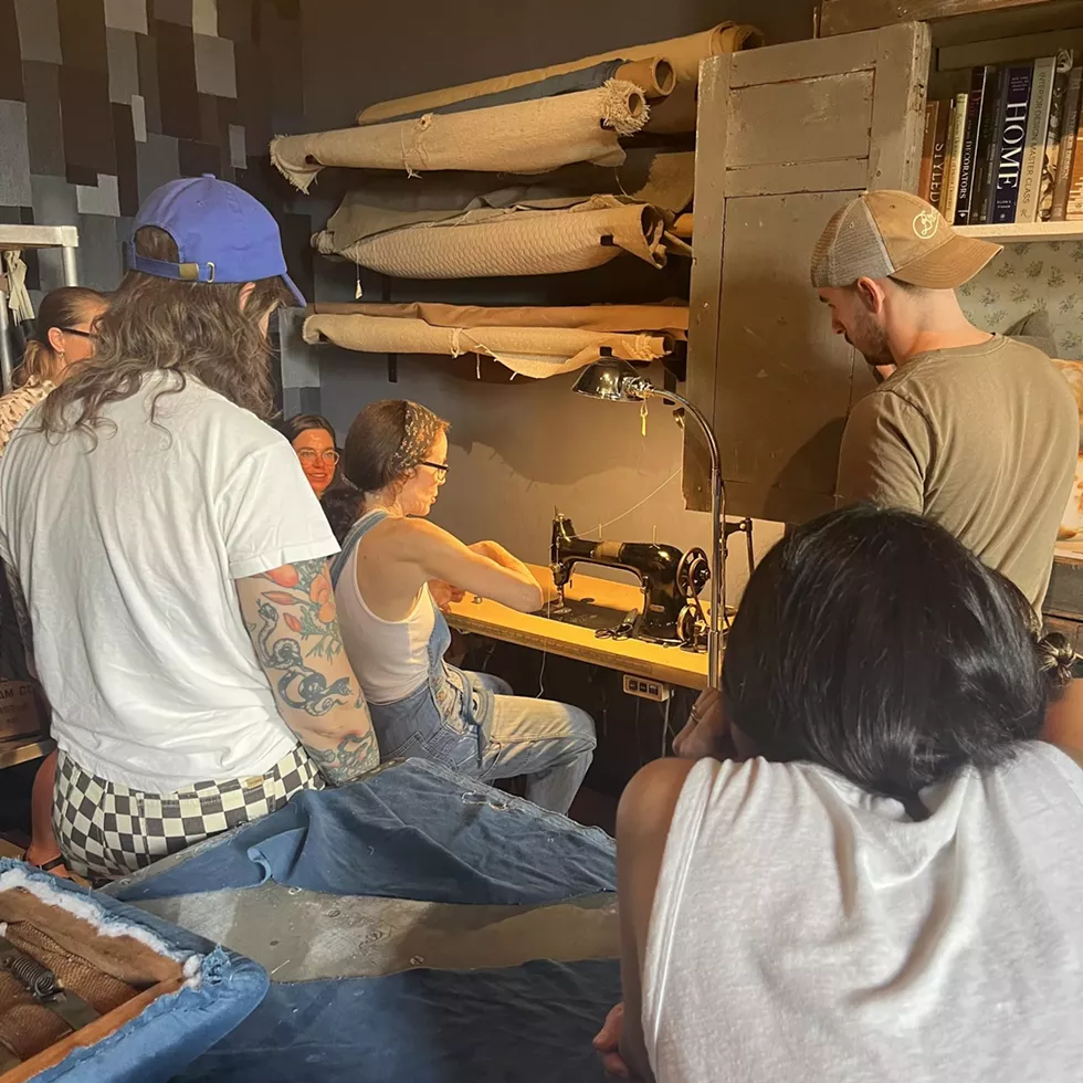 Peggy Kujawski teaching Upholstery 101