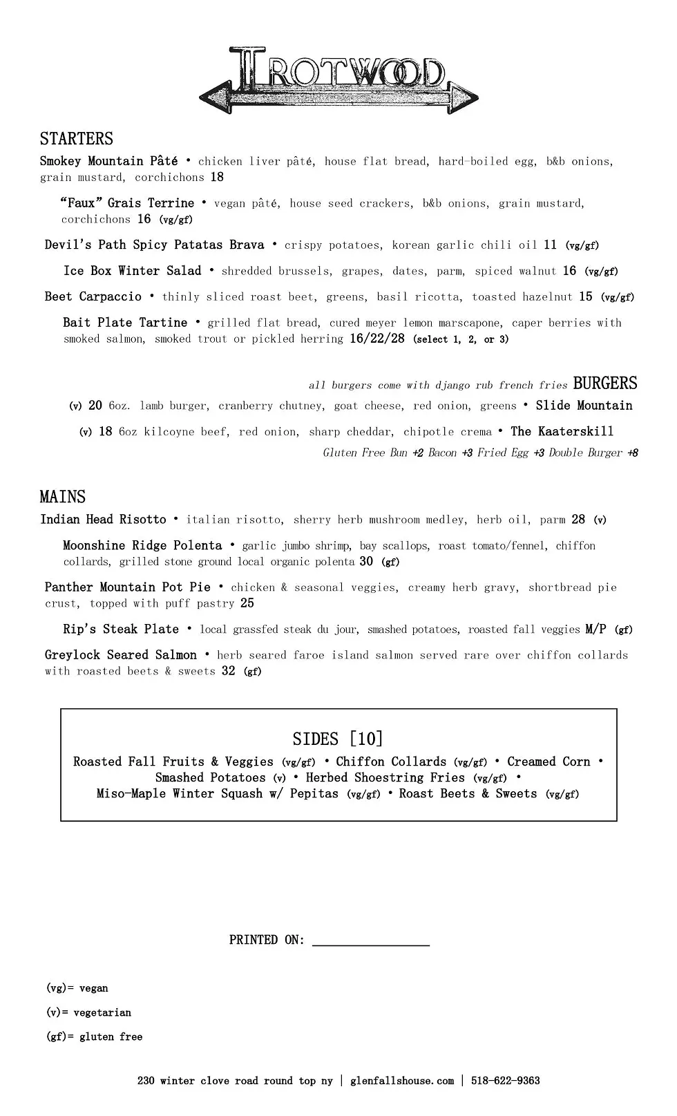 January 11-13 Dinner Menu