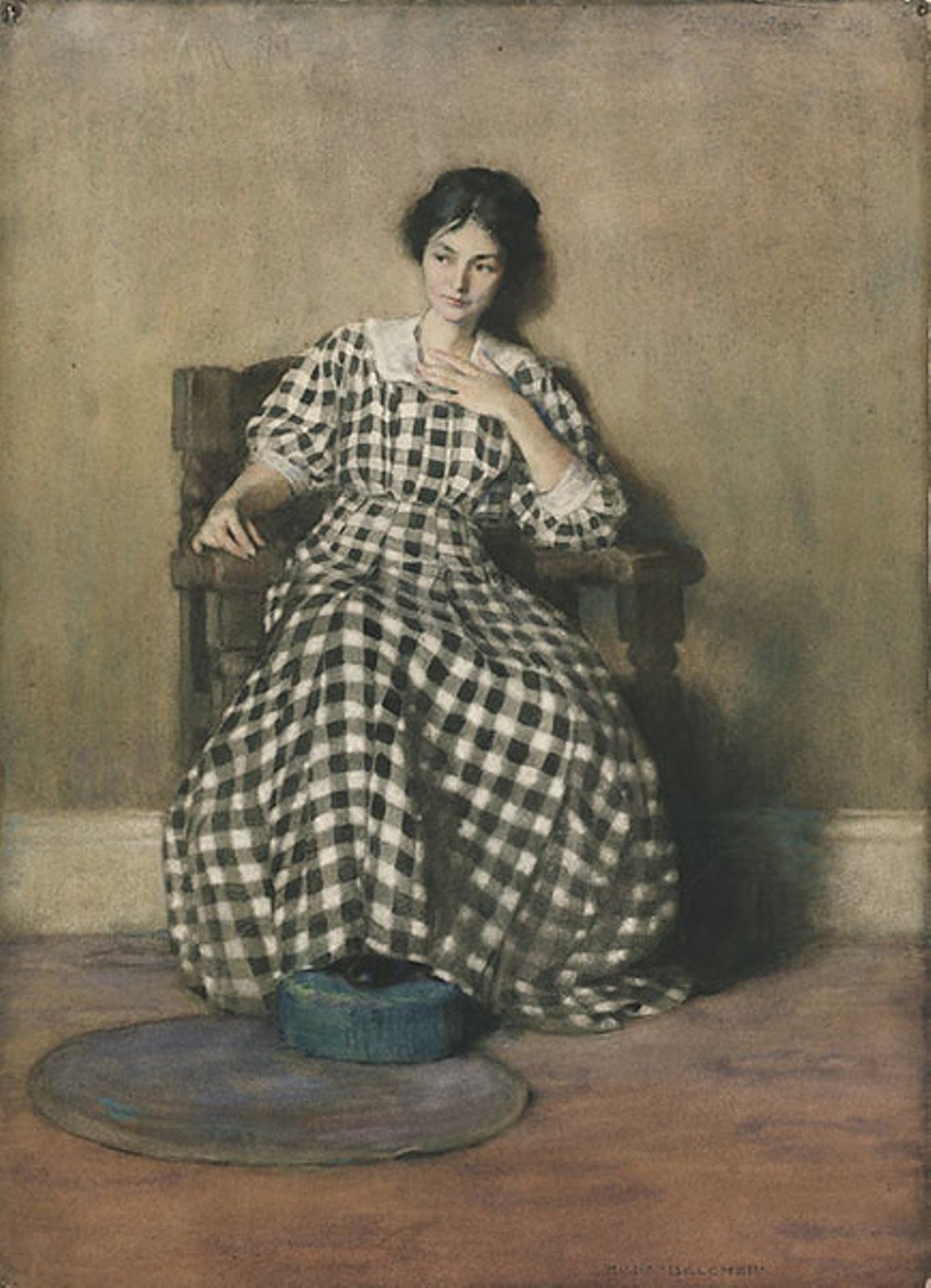 Hilda Belcher (American, 1881–1963) The Checkered Dress (Portrait of Georgia O’Keeffe), 1907 Watercolor and gouache on cream laid paper Frances Lehman Loeb Art Center, Vassar College Bequest of Mary S. Bedell, class of 1873, 1932.1.5